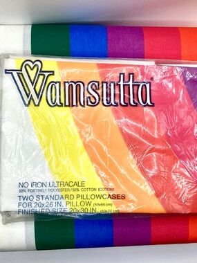 Vintage Wamsutta Ultracale Rainbow Queen Sheet Set 4Pc